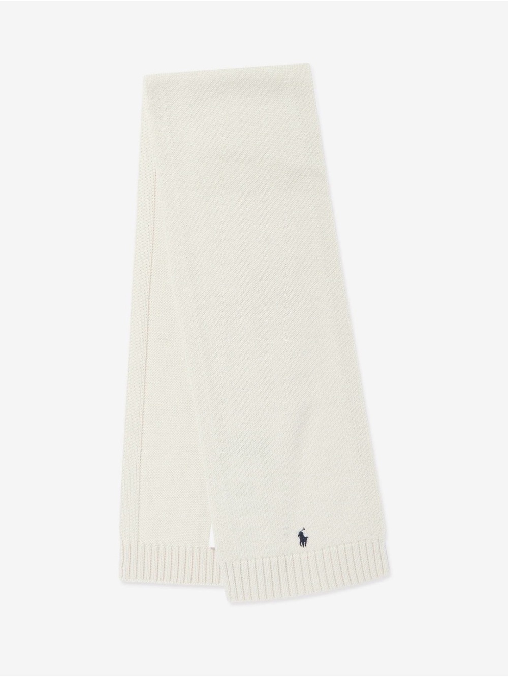 Ralph Lauren Cream Knit Scarf with Pony Logo cotton 4-7 y